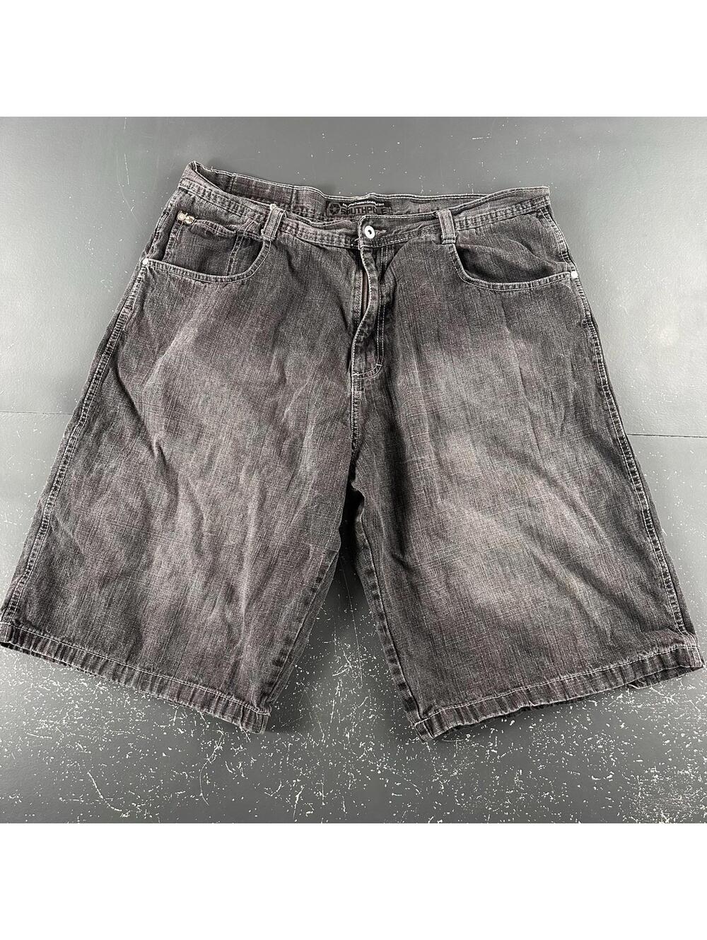 VTG Southpole Jean Shorts Mens 40 Black Gray Smoke Rising Wide Baggy 40" Waist
